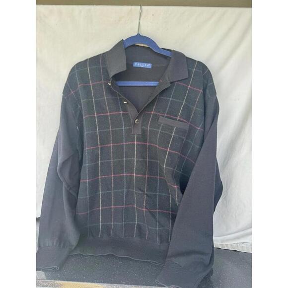 Vtg Pollen Mens Wool-blend Golf Sweater Japanese Golf Brand 1980s 1990s Retro